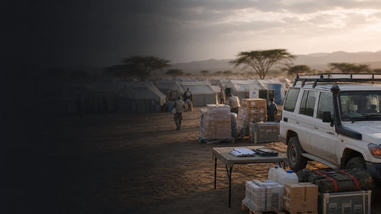 Humanitárius segélytábor logisztikai támogatása terepjáróval és segélyszállítmányokkal